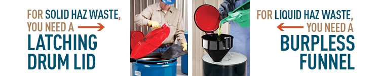 PIG Latching Drum Lids, Steel Drum Lids & Burpless Drum Funnels – New Pig