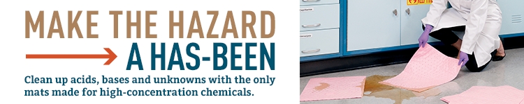 Make the hazard a has-been: clean up acids, bases and unknowns.