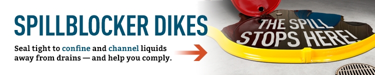 SpillBlocker dikes seal tight to confine and channel liquids away from drains and help you comply.