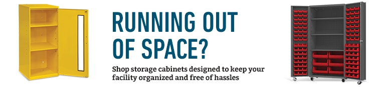 Running out of Space? Shop storage cabinets designed to keep your facility organized and free of hassels