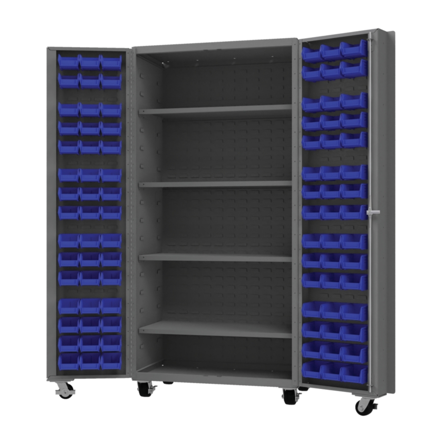 Bin Storage Cabinet - 48 x 24 x 78, 126 Clear Bins