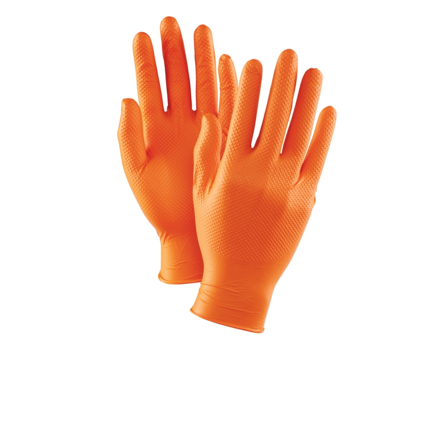 orange rubber gloves