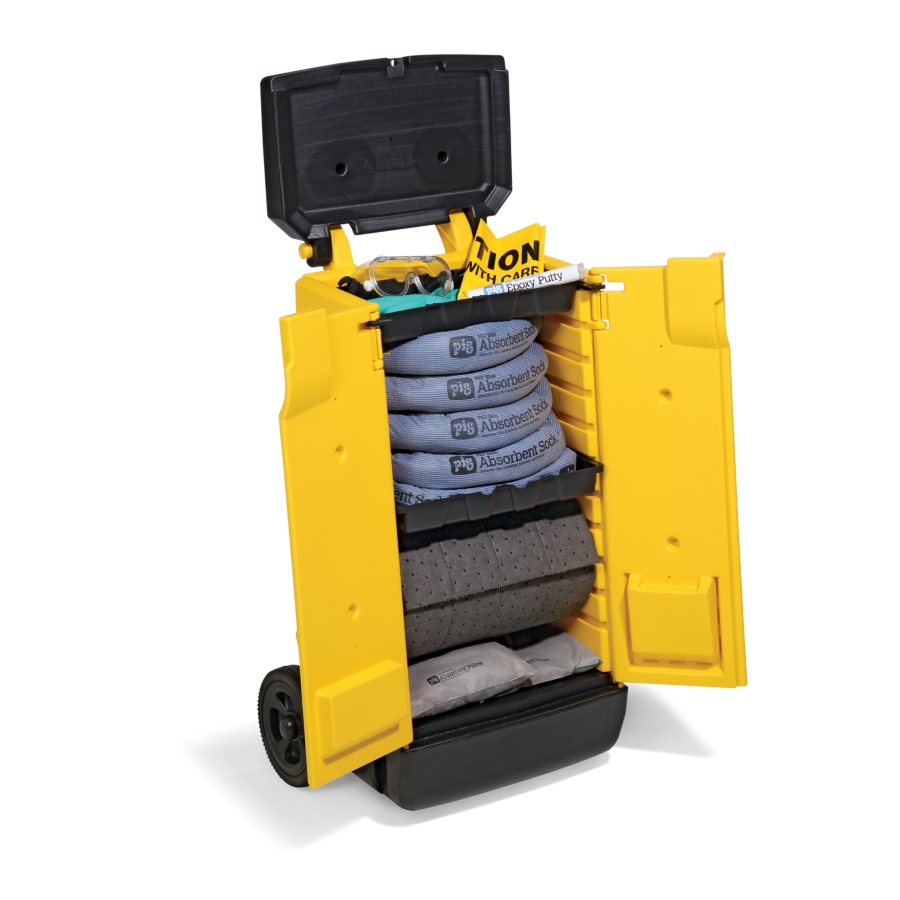 PIG Spill Kit in HighVisibility Cart, KIT244 New Pig