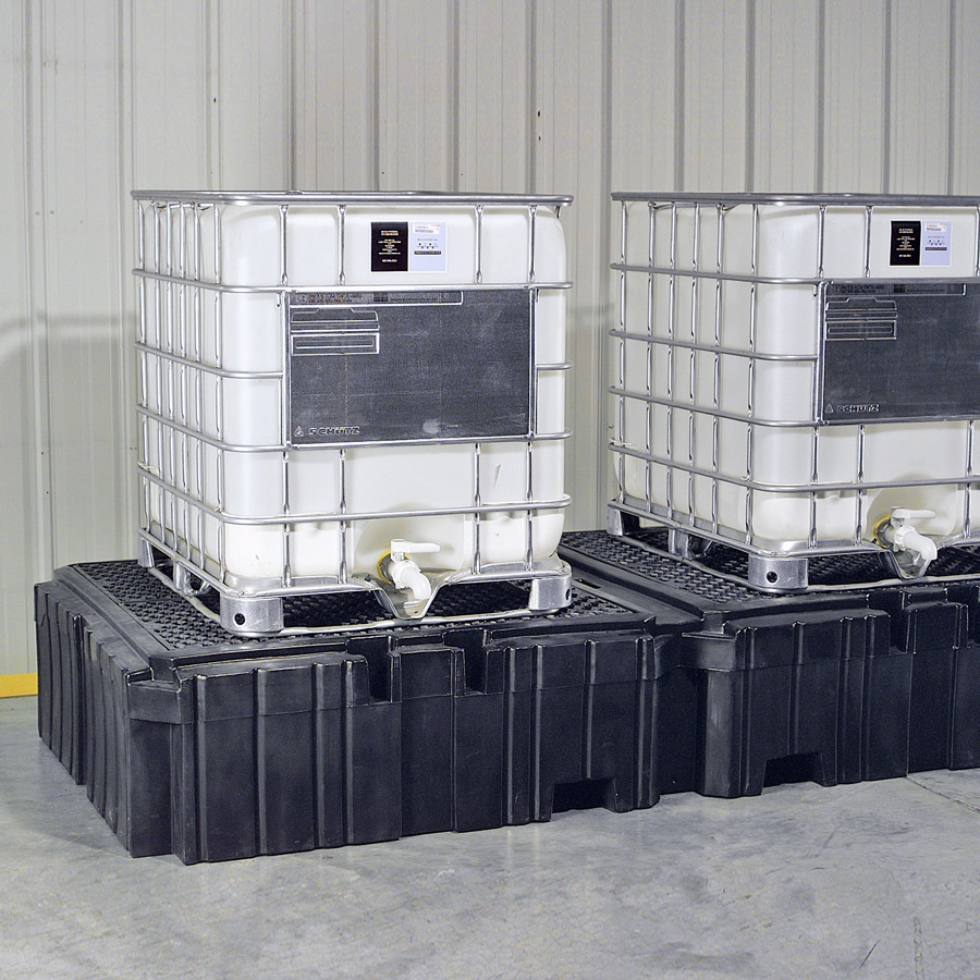 IBC Tote Storage Rack & Spill Containment Pallet Combination - 6 IBC Totes  - 3 Tiers