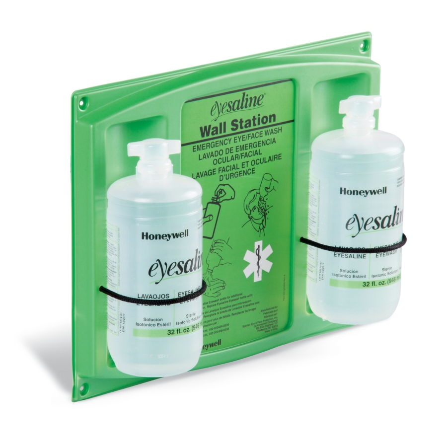 Emergency Eyewash Station w/ One 32 oz Eyesaline Solution Bottle