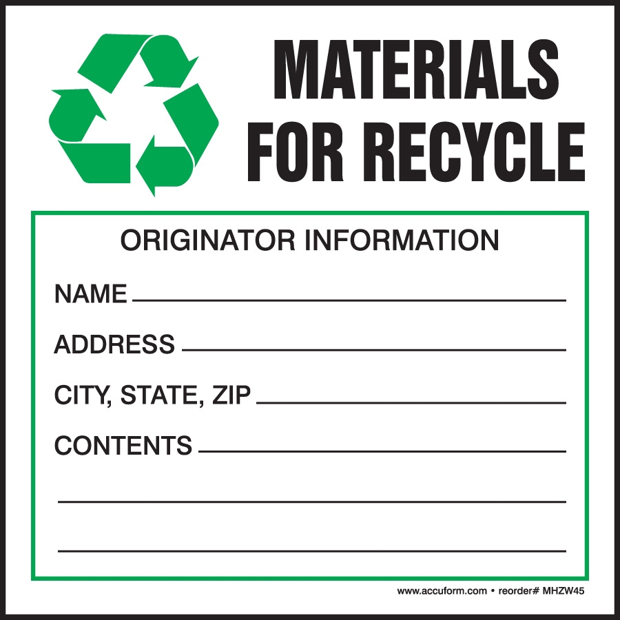 Shipping Labels, Recycled and Recyclable