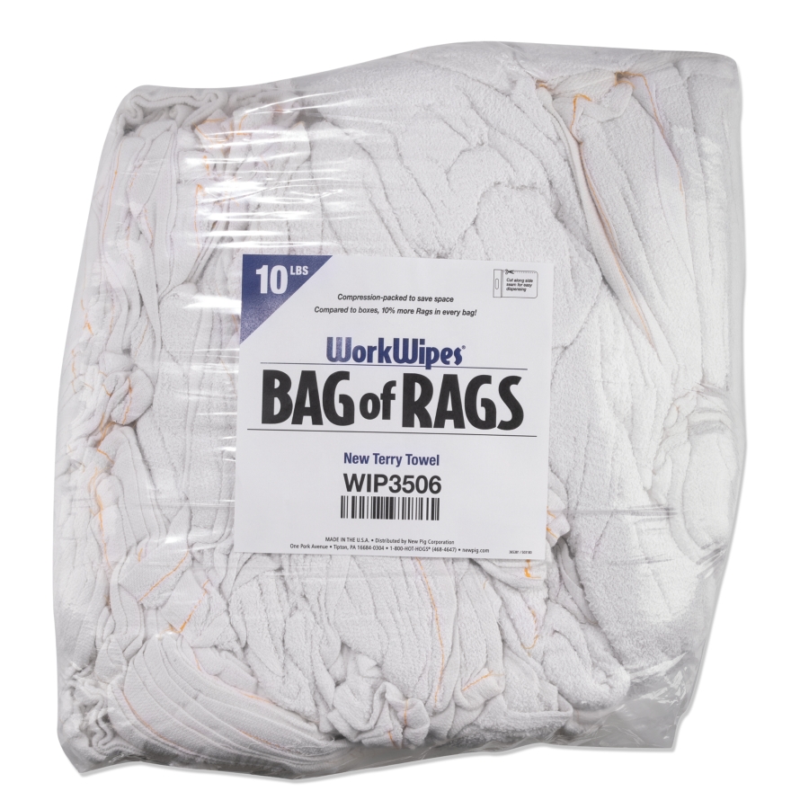 WorkWipes New White Terry Towel in Bag - WIP581 - New Pig