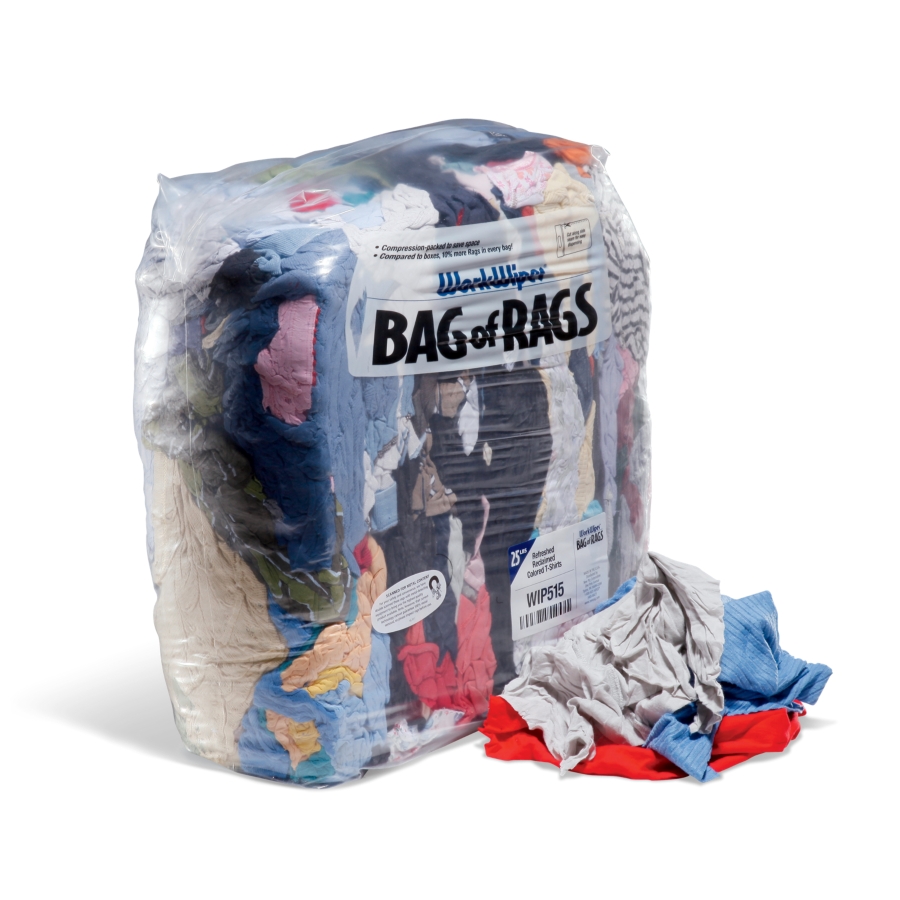 WorkWipes® Refreshed Rags - Colored T-Shirt in Bag
