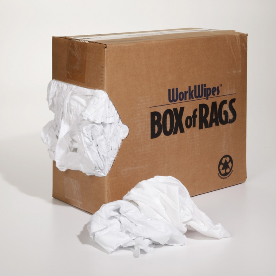 White Cotton Recycled Sheeting Rags Wiping Rags - 25 lbs. Box -  Multipurpose Cleaning