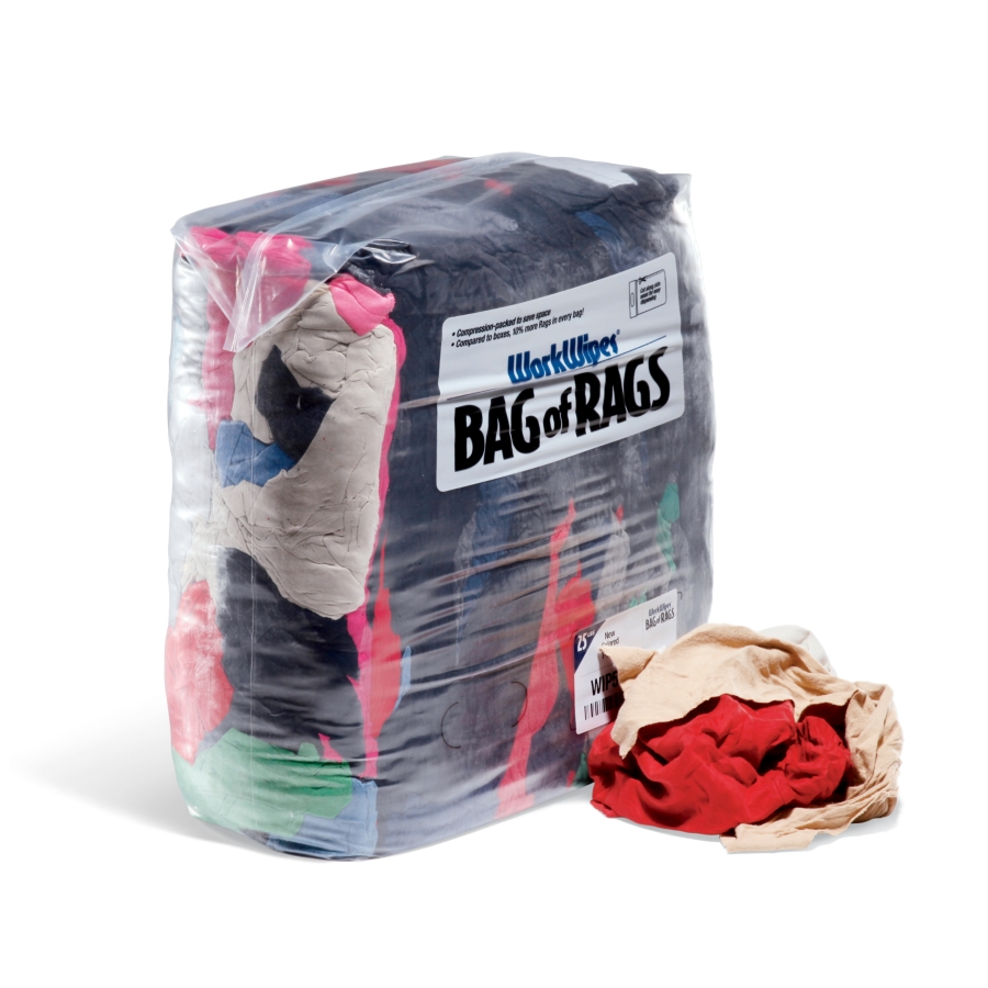 WorkWipes® New Colored T-Shirt Rags in Bag - New Pig