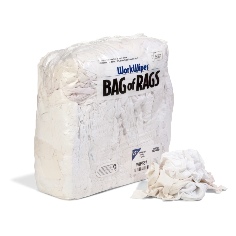 WorkWipes® Reclaimed White T-Shirt in Bag - New Pig