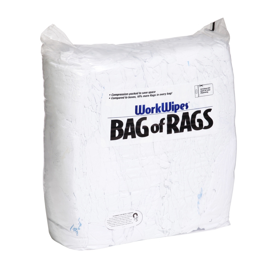 Workwipes New White 100% Cotton Rags in Bag